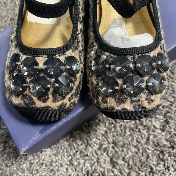 Stuart Weitzman Toddler Girls Shoes Leopard Print Flats with Black Trim Sz 8 - Picture 5 of 9